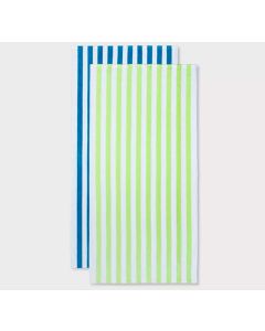 2 Pack of Striped Beach Towels Blue Green